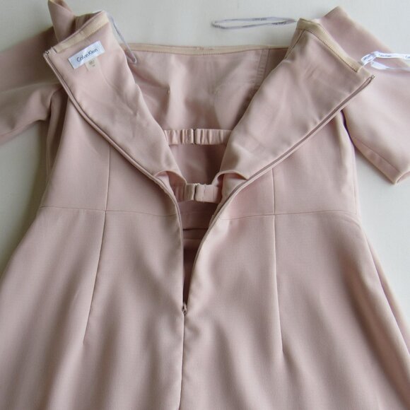 Calvin Klein Women's Solid Off The Shoulder Neckline Short Sleeves Sheath Dress - Picture 6 of 14